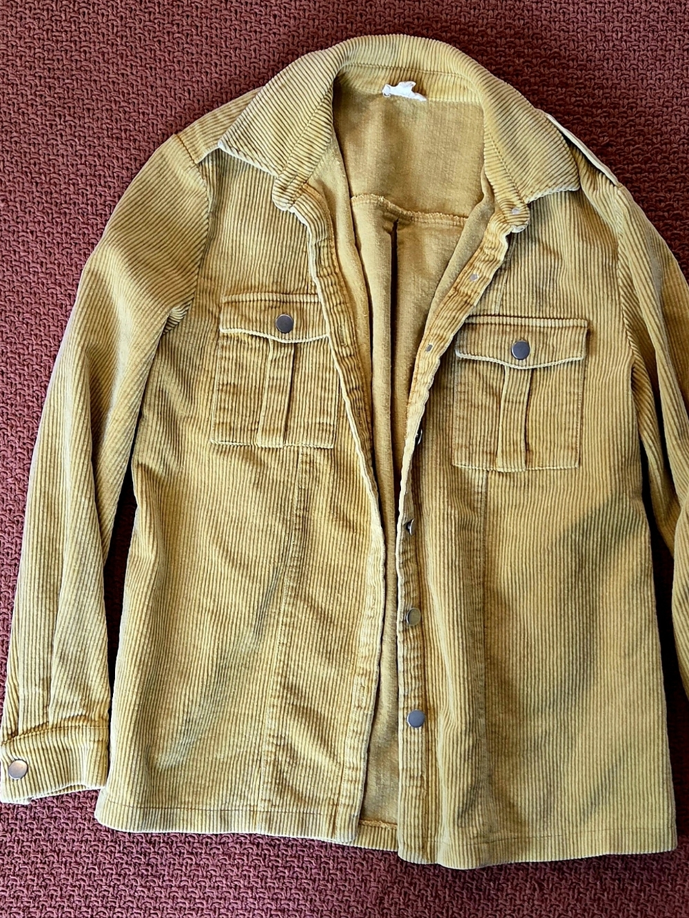 Corduroy Button-Front Jacket in Mustard